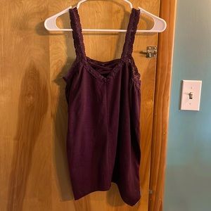 Size medium, plum purple boho flowy tank top